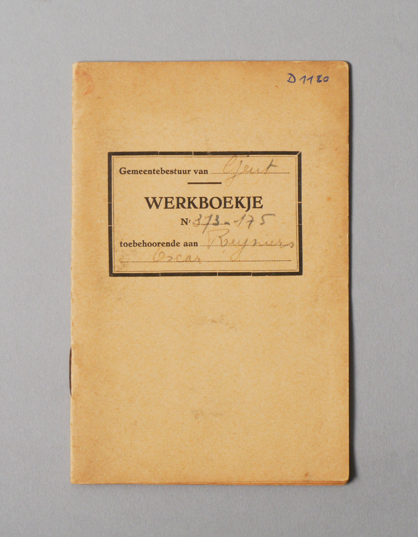 Werkboekje van Oscar Reyniers